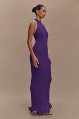Melodie Halter Knit Maxi Dress - Purple