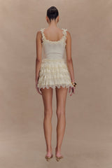 Shay Lace Ruffle Knit Top - Cream