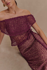 Cordelia Off Shoulder Knit Top - Mauve