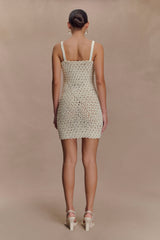 Vanessa Hand Crochet Pearl Mini Dress - Ivory