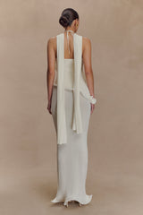 Caprice Halter Knit Maxi Dress - White