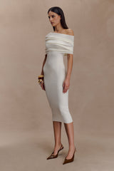 Zandie Cashmere Blend Knit Midi Dress - Ivory