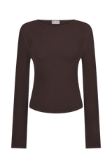Isabella Long Sleeve Knit Top - Chocolate