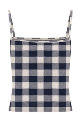 Marcie Sleeveless Knit Top - Navy Gingham