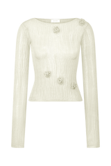 Orianna Orchid Long Sleeve Knit Top - Ivory