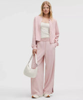 Contrast-Ribbed Softstreme High-Rise Wide-Leg Pant