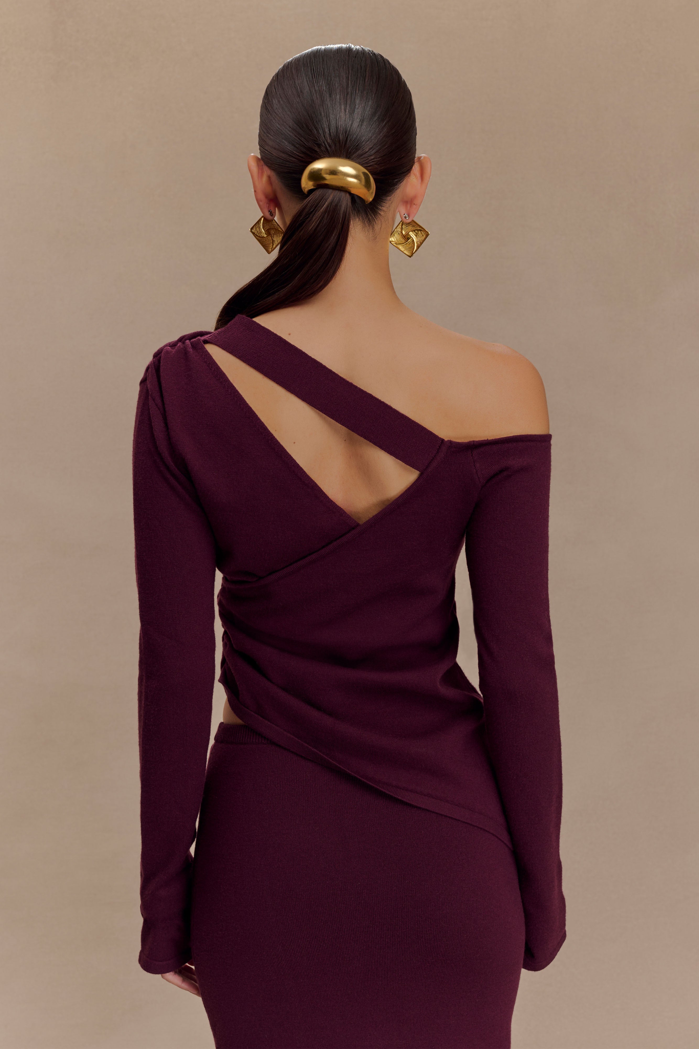 Miles Off Shoulder Knit Top - Plum