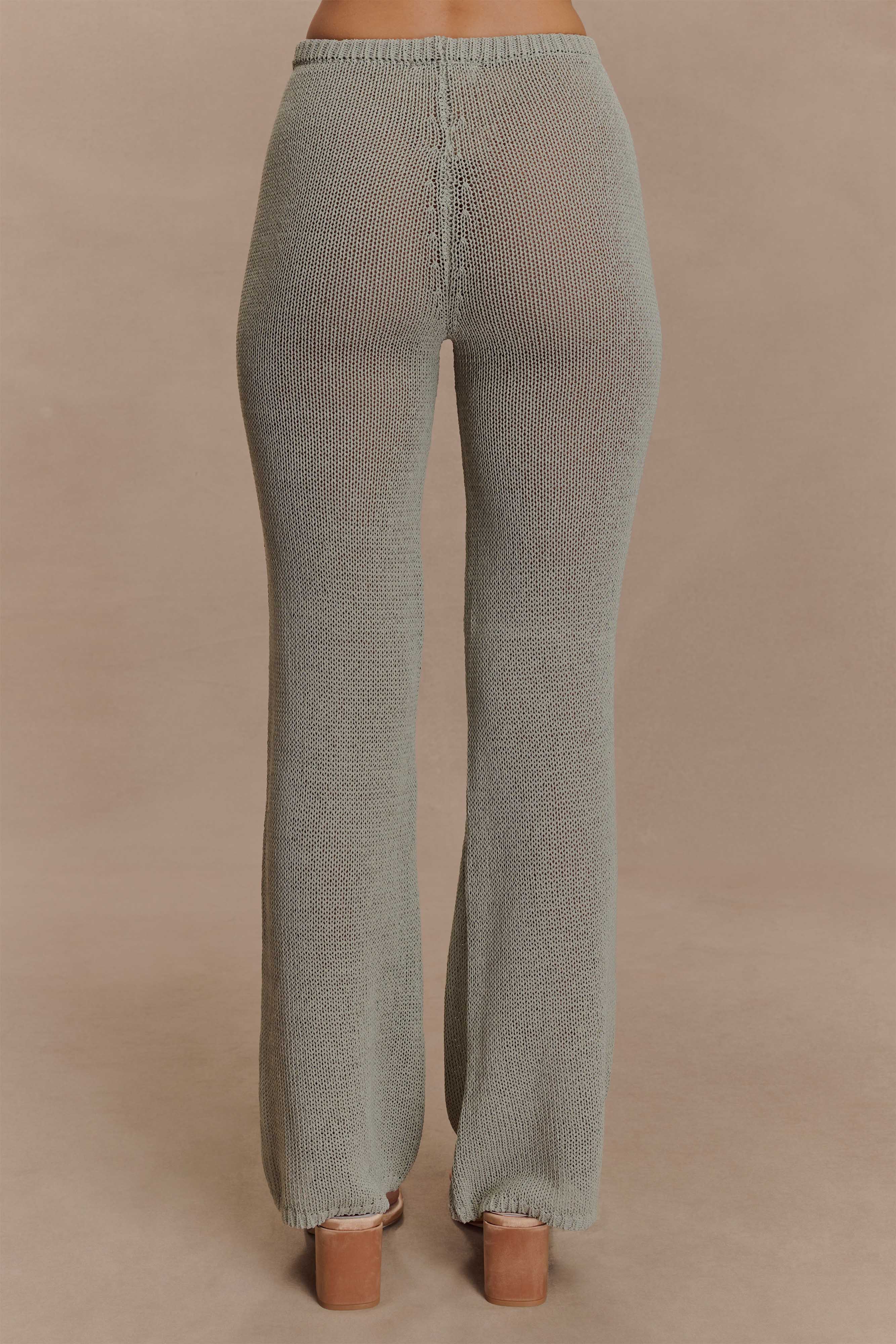 Malani Wide Leg Knit Pants - Sage