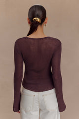 Isabella Long Sleeve Knit Top - Chocolate