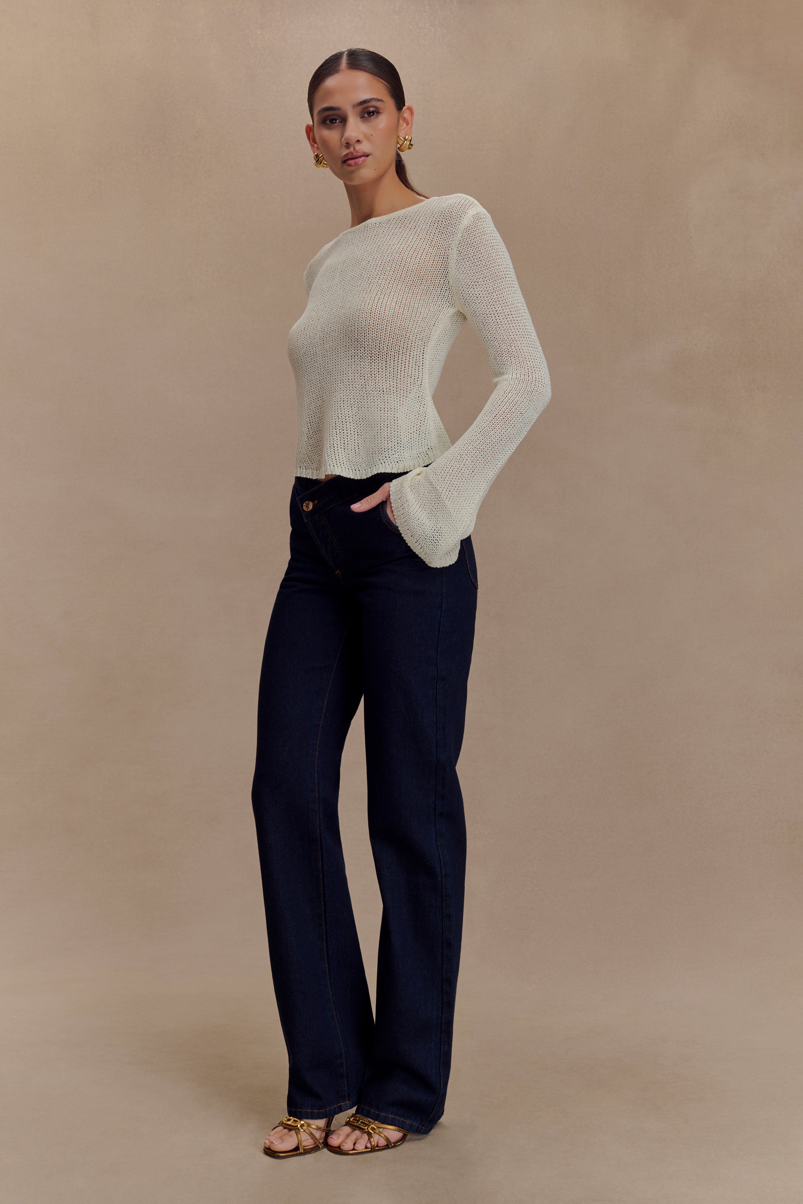 Isabella Long Sleeve Knit Top - White