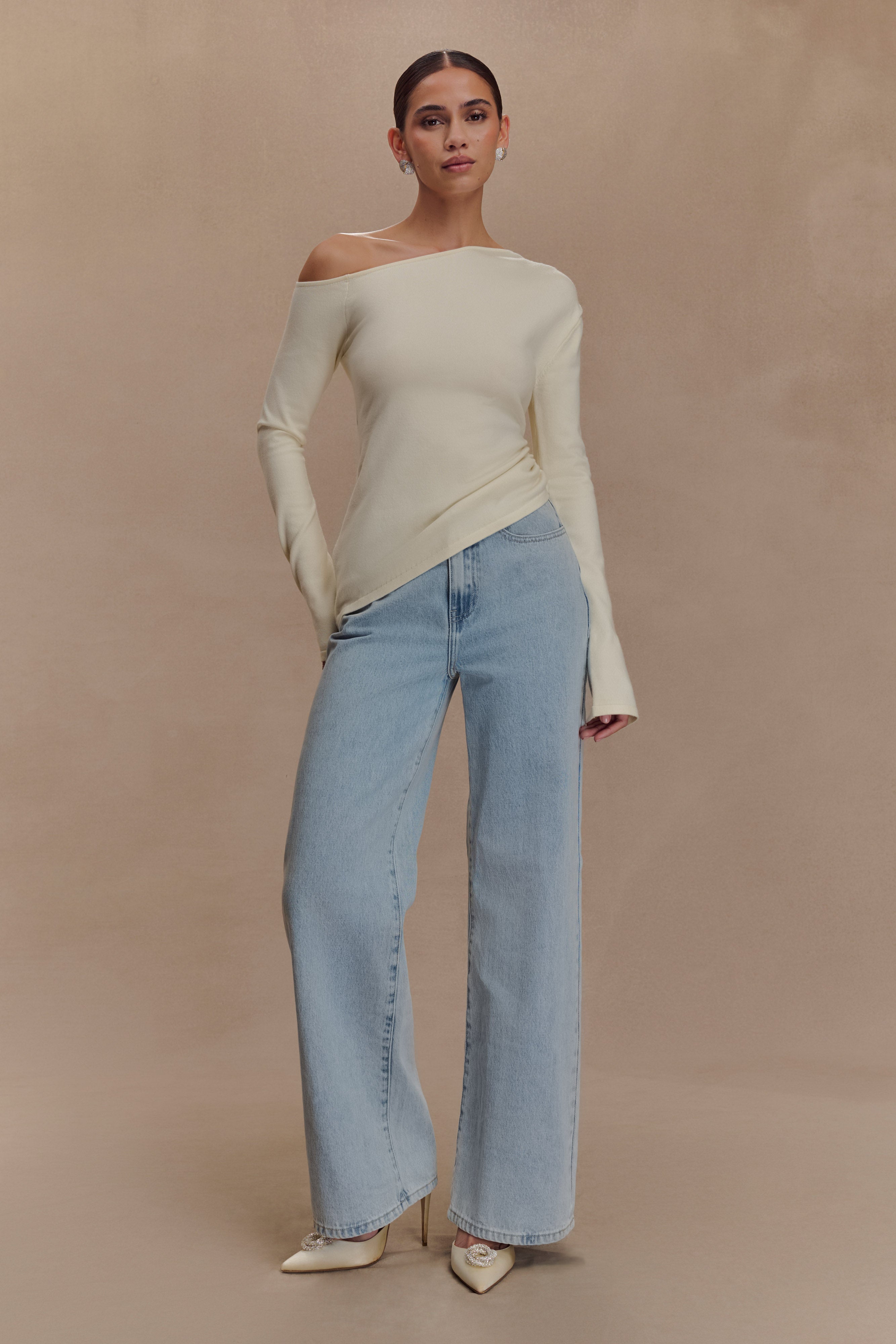 Miles Off Shoulder Knit Top - Ivory