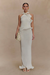 Caprice Halter Knit Maxi Dress - White
