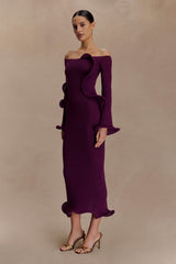 Sandrine Off Shoulder Knit Maxi Dress - Plum