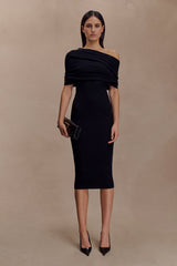 Zandie Cashmere Blend Knit Midi Dress - Black