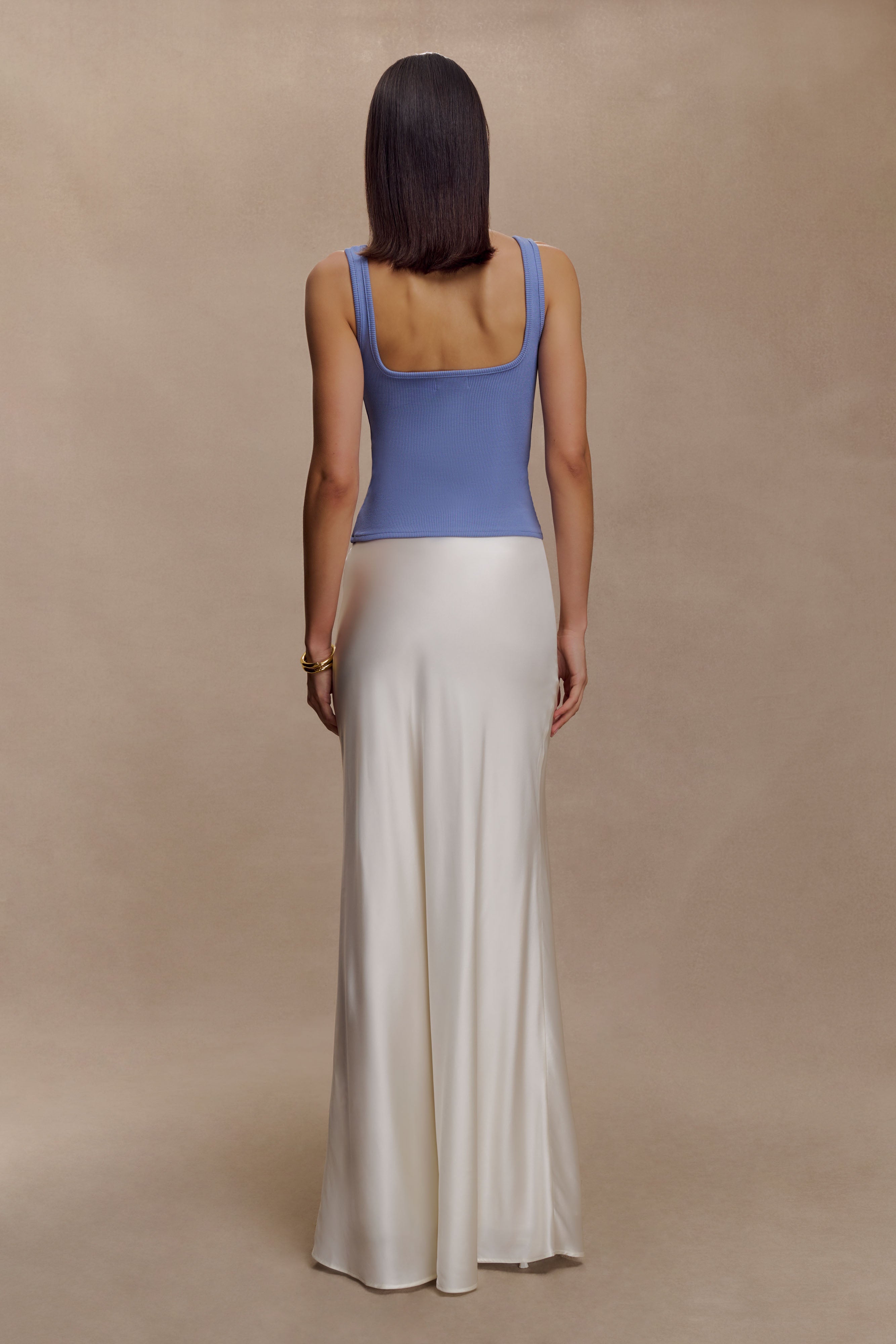Aisling Ribbed Square Neck Sleeveless Top - Cornflower Blue
