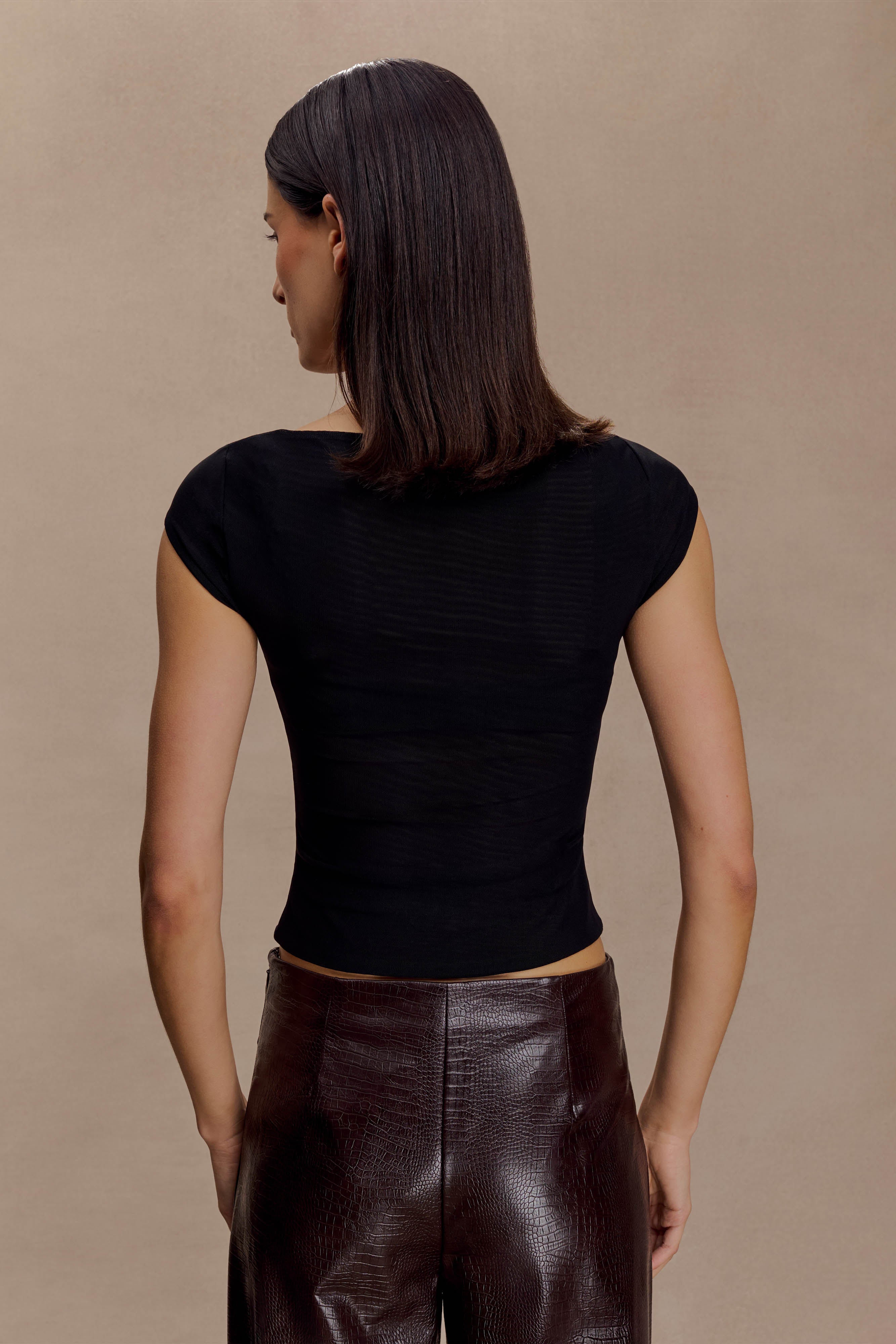 Romana Short Sleeve Mesh Top - Black