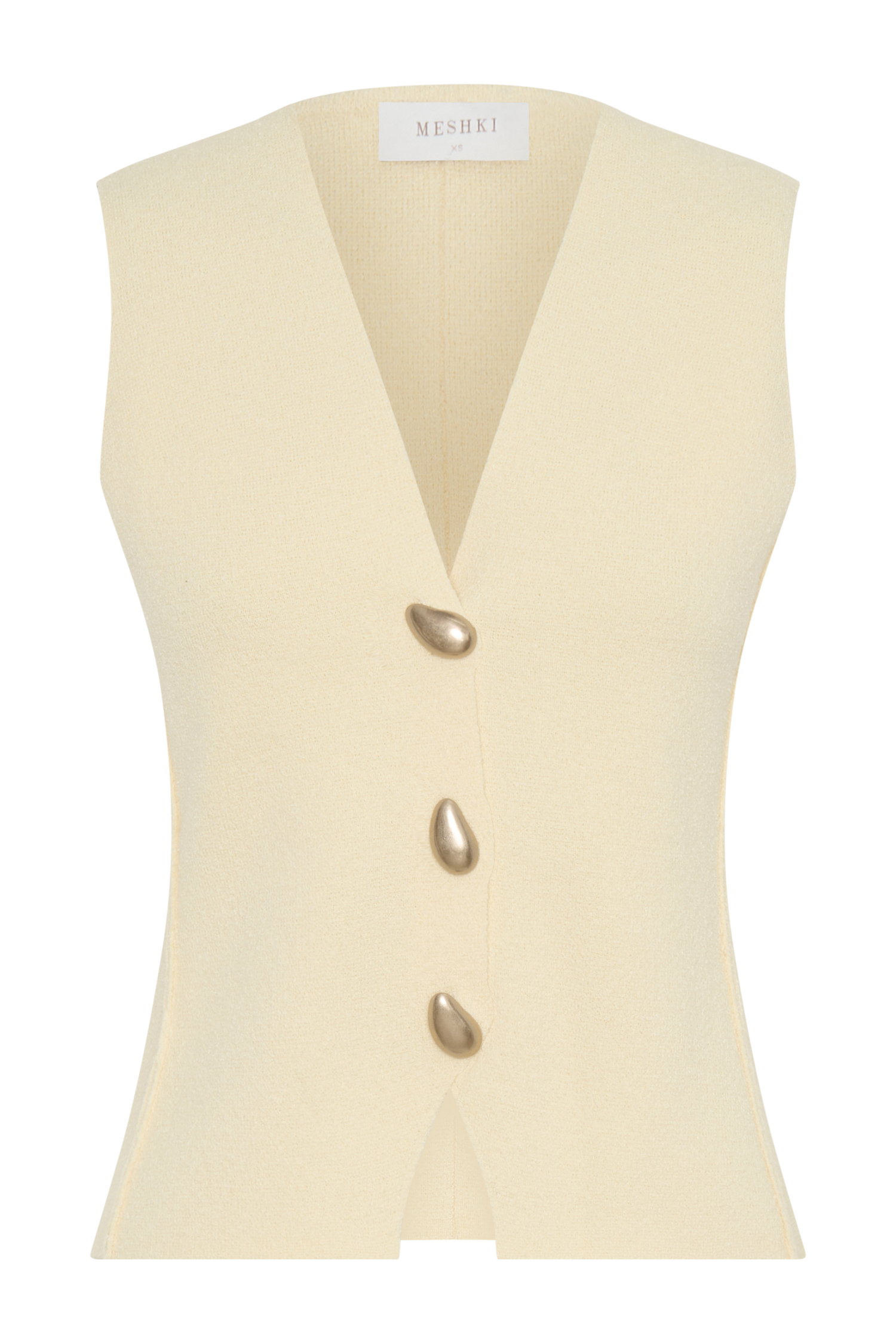 Malika Sleeveless Gold Button Vest - Lemon
