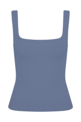 Aisling Ribbed Square Neck Sleeveless Top - Cornflower Blue