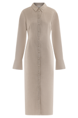 Dorian Fitted Shirt Midi Dress - Wheat Marle
