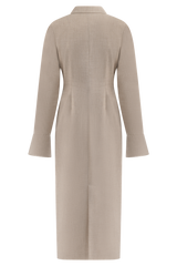 Dorian Fitted Shirt Midi Dress - Wheat Marle