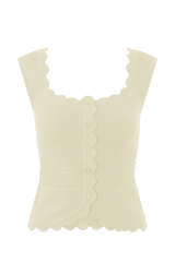 Madeline Scallop Knit Top - Ivory
