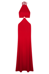 Marlowe Halter Knit Maxi Dress - Red