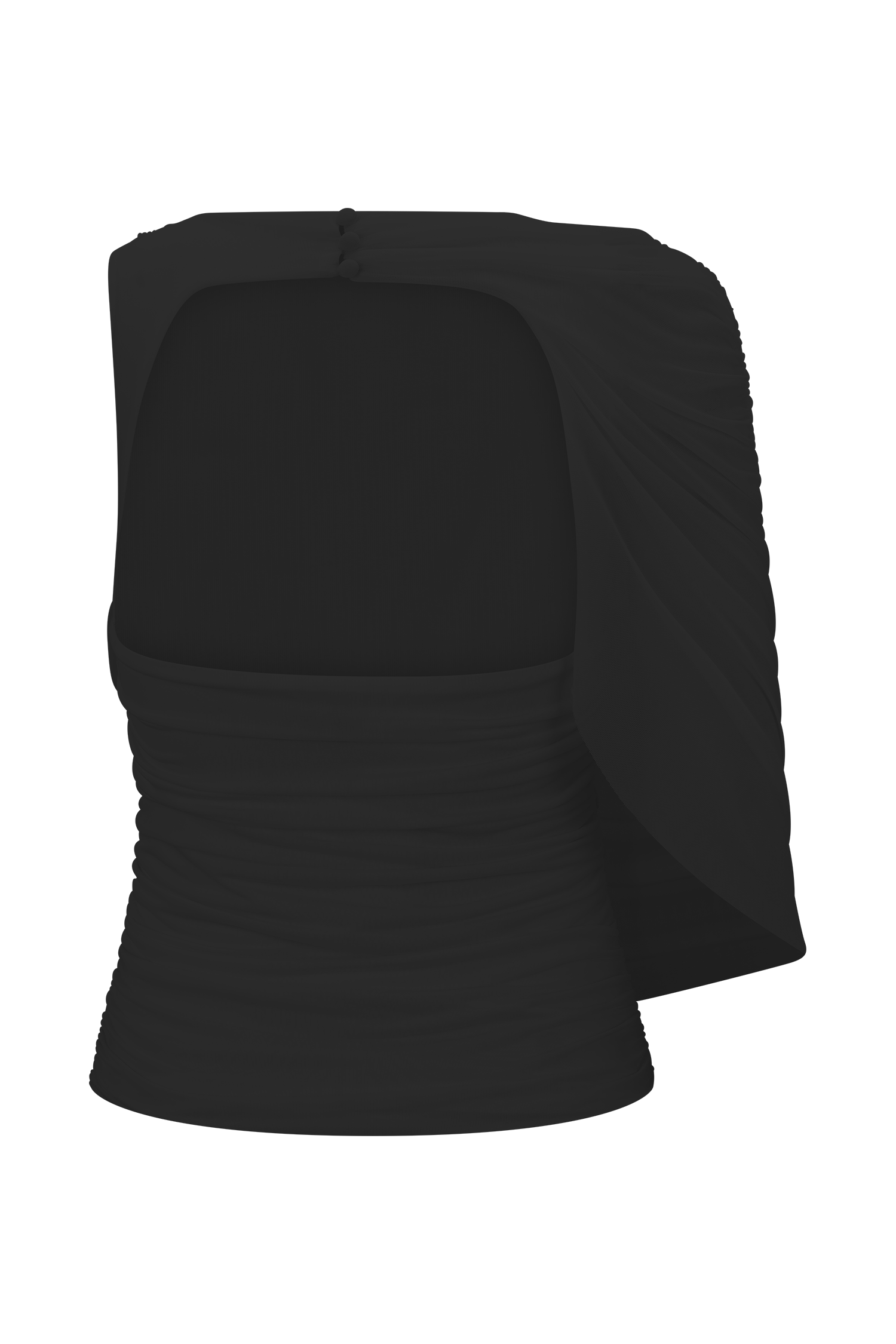 Pruedance Slinky Draped Top With Mesh Overlay - Black