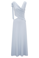 Raleigh Asymmetrical Slinky Midi Dress - Pale Blue