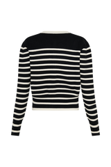 Talia Stripe Knit Cardigan - Black/White