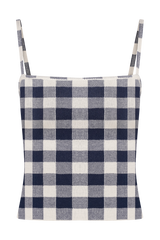 Marcie Sleeveless Knit Top - Navy Gingham