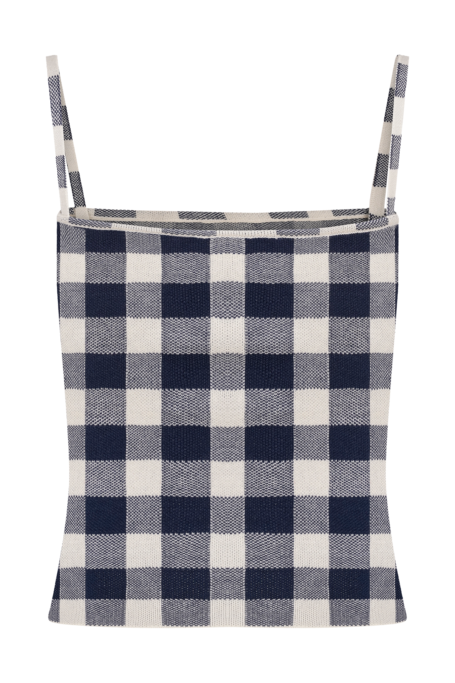 Marcie Sleeveless Knit Top - Navy Gingham