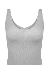 Natalya Ribbed Knit Cami Top - Heather Grey Marle