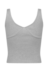Natalya Ribbed Knit Cami Top - Heather Grey Marle