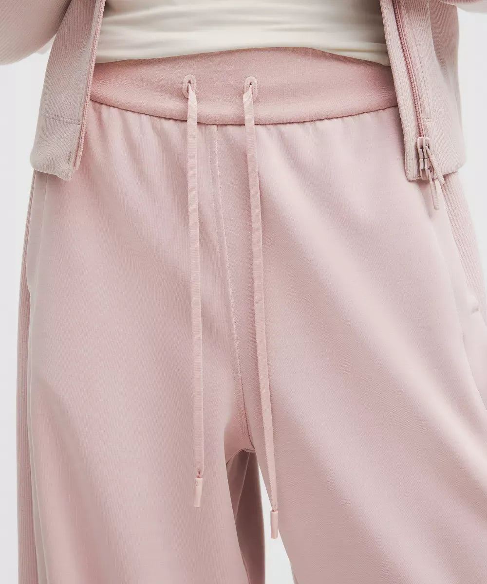 Contrast-Ribbed Softstreme High-Rise Wide-Leg Pant