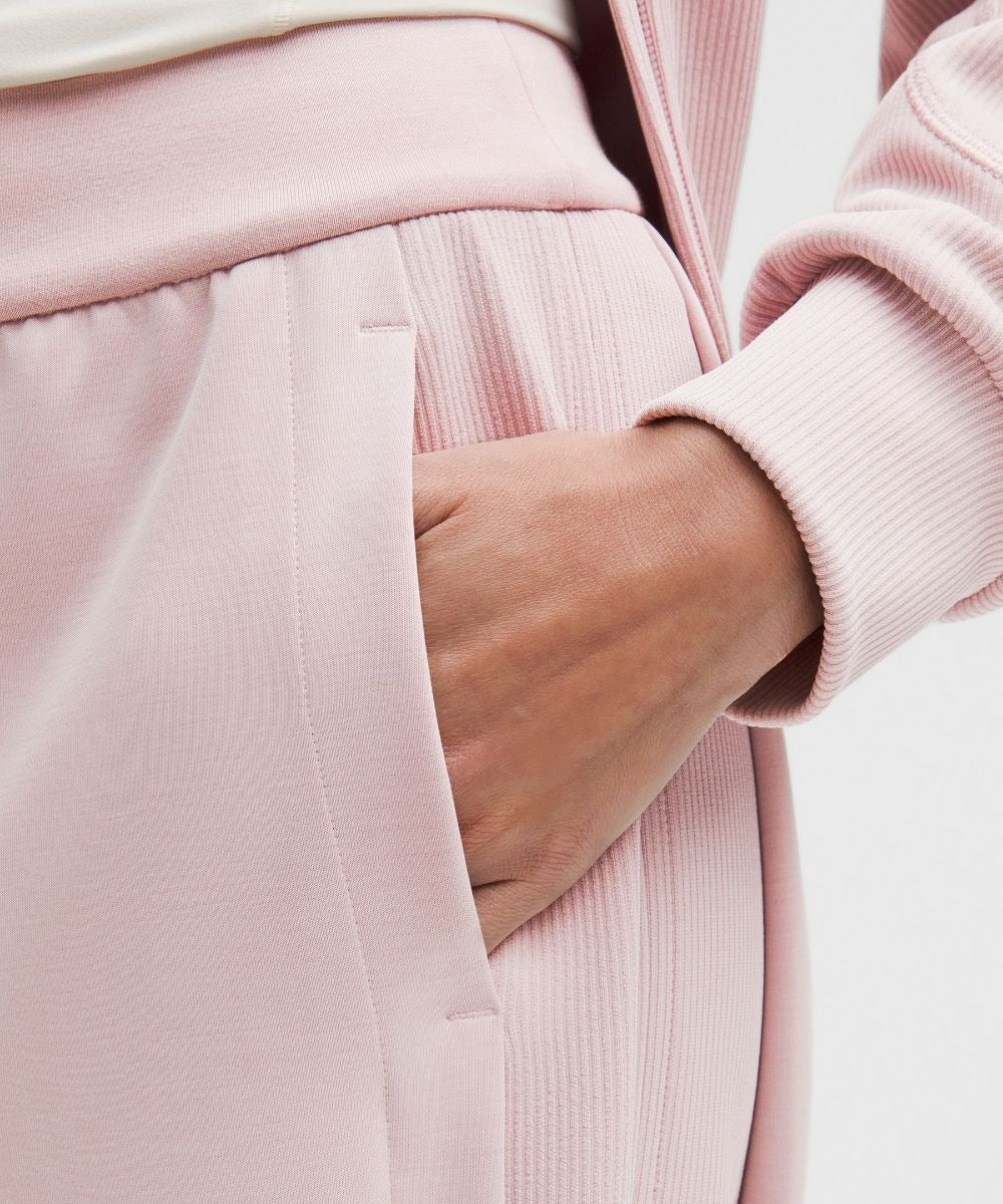 Contrast-Ribbed Softstreme High-Rise Wide-Leg Pant